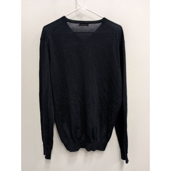 Suitsupply Mens Merino Wool Sweater XL Black Old Money Preppy V-Neck Pullover - Picture 6 of 7